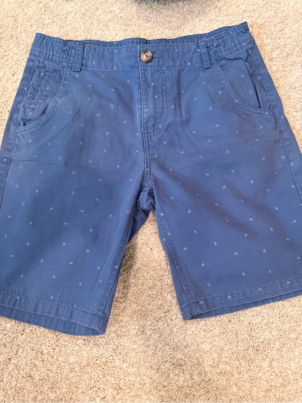 Boys Navy Printed Cotton Blend Shorts